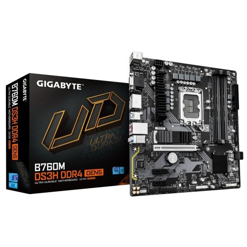 Купить Материнская плата Gigabyte B760M DS3H DDR4 GEN5 (s1700, Intel B760) с проверкой совместимости: обзор, характеристики, цена в Киеве, Днепре, Одессе, Харькове, Украине | интернет-магазин TELEMART.UA фото