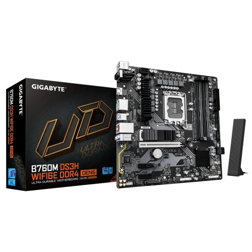 Купить Материнская плата Gigabyte B760M DS3H WIFI6E DDR4 GEN5 (s1700, Intel B760) с проверкой совместимости: обзор, характеристики, цена в Киеве, Днепре, Одессе, Харькове, Украине | интернет-магазин TELEMART.UA фото