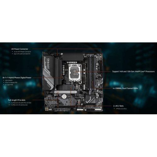 Купить Материнская плата Gigabyte B760M GAMING X DDR4 GEN5 (s1700, Intel B760) с проверкой совместимости: обзор, характеристики, цена в Киеве, Днепре, Одессе, Харькове, Украине | интернет-магазин TELEMART.UA фото