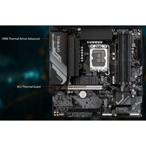 Купить Материнская плата Gigabyte B760M GAMING X WIFI6E DDR4 GEN5 (s1700, Intel B760) с проверкой совместимости: обзор, характеристики, цена в Киеве, Днепре, Одессе, Харькове, Украине | интернет-магазин TELEMART.UA фото