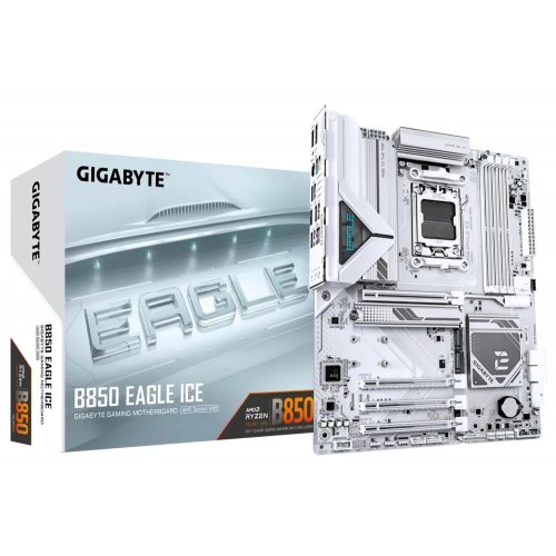 Купить Материнская плата Gigabyte B850 EAGLE ICE (sAM5, AMD B850) с проверкой совместимости: обзор, характеристики, цена в Киеве, Днепре, Одессе, Харькове, Украине | интернет-магазин TELEMART.UA фото