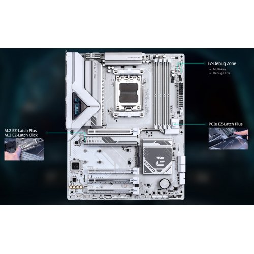 Купить Материнская плата Gigabyte B850 EAGLE ICE (sAM5, AMD B850) с проверкой совместимости: обзор, характеристики, цена в Киеве, Днепре, Одессе, Харькове, Украине | интернет-магазин TELEMART.UA фото