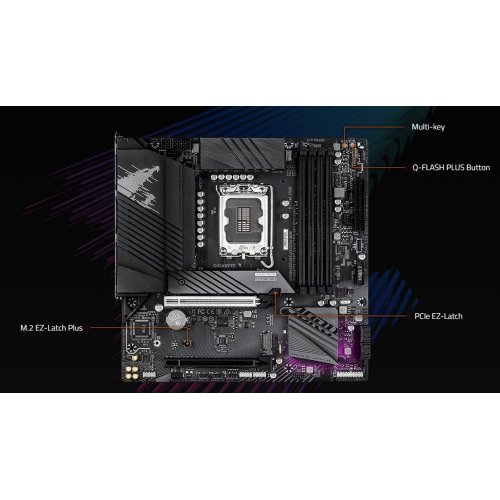 Купить Материнская плата Gigabyte B760M AORUS ELITE DDR4 GEN5 (s1700, Intel B760) с проверкой совместимости: обзор, характеристики, цена в Киеве, Днепре, Одессе, Харькове, Украине | интернет-магазин TELEMART.UA фото