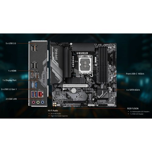 Купить Материнская плата Gigabyte B760M GAMING X GEN5 (s1700, Intel B760) с проверкой совместимости: обзор, характеристики, цена в Киеве, Днепре, Одессе, Харькове, Украине | интернет-магазин TELEMART.UA фото