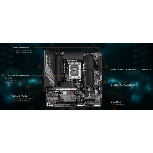 Материнська плата Gigabyte B760M GAMING X WIFI6E GEN5 (s1700, Intel B760) купити з перевіркою сумісності: огляд, характеристики, ціна у Києві, Львові, Вінниці, Хмельницькому, Івано-Франківську, Україні | інтернет-магазин TELEMART.UA фото