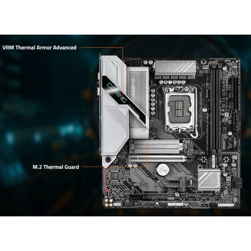 Купить Материнская плата Gigabyte B760M GAMING WIFI6 PLUS GEN5 (s1700, Intel B760) с проверкой совместимости: обзор, характеристики, цена в Киеве, Днепре, Одессе, Харькове, Украине | интернет-магазин TELEMART.UA фото