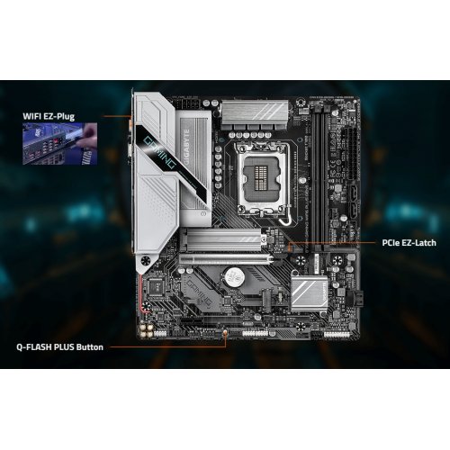 Купить Материнская плата Gigabyte B760M GAMING WIFI6 PLUS GEN5 (s1700, Intel B760) с проверкой совместимости: обзор, характеристики, цена в Киеве, Днепре, Одессе, Харькове, Украине | интернет-магазин TELEMART.UA фото