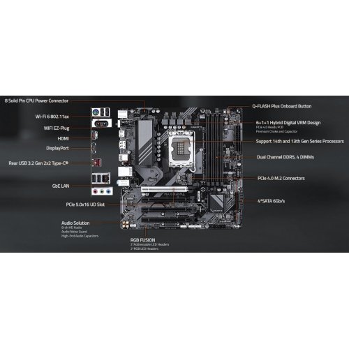 Материнська плата Gigabyte B760M C V3 (s1700, Intel B760) купити з перевіркою сумісності: огляд, характеристики, ціна у Києві, Львові, Вінниці, Хмельницькому, Івано-Франківську, Україні | інтернет-магазин TELEMART.UA фото