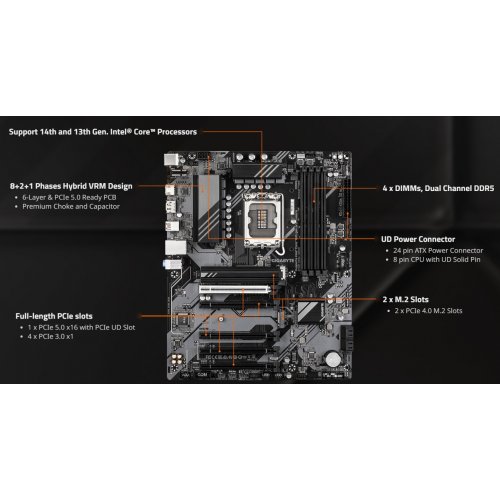 Материнська плата Gigabyte B760 DS3H GEN5 (s1700, Intel B760) купити з перевіркою сумісності: огляд, характеристики, ціна у Києві, Львові, Вінниці, Хмельницькому, Івано-Франківську, Україні | інтернет-магазин TELEMART.UA фото