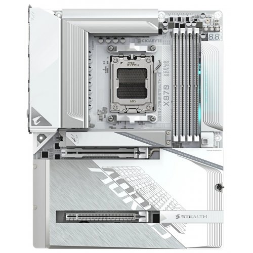 Купить Материнская плата Gigabyte X870 AORUS STEALTH ICE (sAM5, AMD X870) с проверкой совместимости: обзор, характеристики, цена в Киеве, Днепре, Одессе, Харькове, Украине | интернет-магазин TELEMART.UA фото