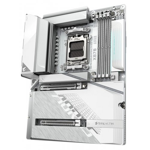 Купить Материнская плата Gigabyte X870 AORUS STEALTH ICE (sAM5, AMD X870) с проверкой совместимости: обзор, характеристики, цена в Киеве, Днепре, Одессе, Харькове, Украине | интернет-магазин TELEMART.UA фото