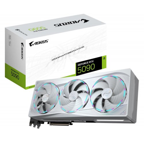 Купить Видеокарта Gigabyte GeForce RTX 5090 AORUS STEALTH ICE 32768MB (GV-N5090AORUSST ICE-32GD) с проверкой совместимости: обзор, характеристики, цена в Киеве, Днепре, Одессе, Харькове, Украине | интернет-магазин TELEMART.UA фото