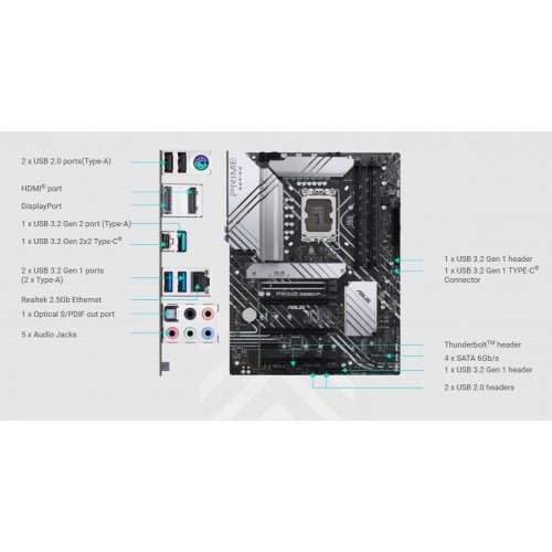 Купить Материнская плата Asus PRIME Z690-P (s1700, Intel Z690) Factory Recertified с проверкой совместимости: обзор, характеристики, цена в Киеве, Днепре, Одессе, Харькове, Украине | интернет-магазин TELEMART.UA фото