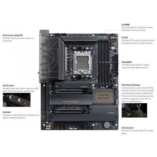 Материнська плата Asus ProArt X670E-CREATOR WIFI (sAM5, X670) Factory Recertified купити з перевіркою сумісності: огляд, характеристики, ціна у Києві, Львові, Вінниці, Хмельницькому, Івано-Франківську, Україні | інтернет-магазин TELEMART.UA фото