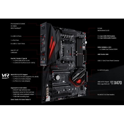 Купить Материнская плата Asus ROG CROSSHAIR VII HERO (sAM4, AMD X470) Factory Recertified с проверкой совместимости: обзор, характеристики, цена в Киеве, Днепре, Одессе, Харькове, Украине | интернет-магазин TELEMART.UA фото