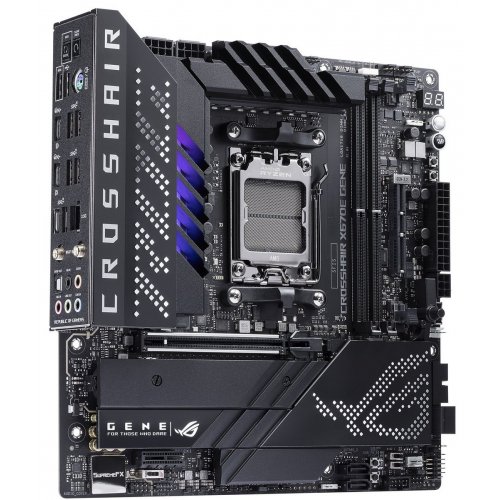 Материнська плата Asus ROG CROSSHAIR X670E GENE (sAM5, X670E) Factory Recertified купити з перевіркою сумісності: огляд, характеристики, ціна у Києві, Львові, Вінниці, Хмельницькому, Івано-Франківську, Україні | інтернет-магазин TELEMART.UA фото