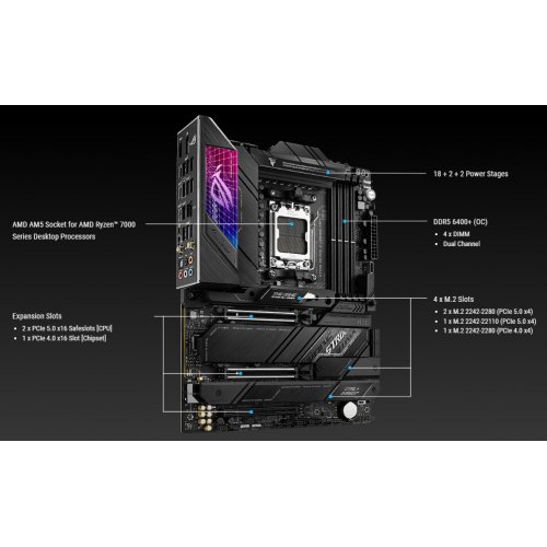 Купить Материнская плата Asus ROG STRIX X670E-E GAMING WIFI (sAM5, X670E) Factory Recertified с проверкой совместимости: обзор, характеристики, цена в Киеве, Днепре, Одессе, Харькове, Украине | интернет-магазин TELEMART.UA фото
