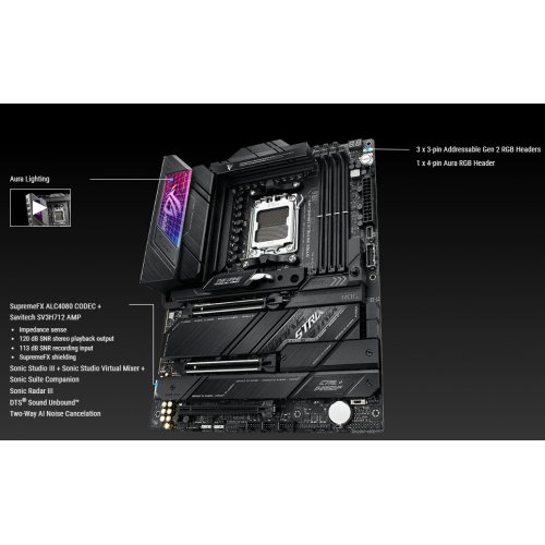 Купить Материнская плата Asus ROG STRIX X670E-E GAMING WIFI (sAM5, X670E) Factory Recertified с проверкой совместимости: обзор, характеристики, цена в Киеве, Днепре, Одессе, Харькове, Украине | интернет-магазин TELEMART.UA фото
