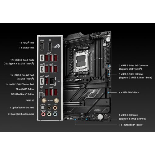 Купить Материнская плата Asus ROG STRIX X670E-E GAMING WIFI (sAM5, X670E) Factory Recertified с проверкой совместимости: обзор, характеристики, цена в Киеве, Днепре, Одессе, Харькове, Украине | интернет-магазин TELEMART.UA фото