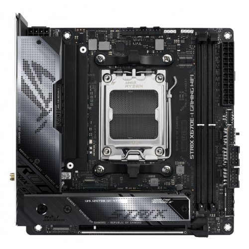 Материнська плата Asus ROG STRIX X670E-I GAMING WIFI (sAM5, AMD X670E) Factory Recertified купити з перевіркою сумісності: огляд, характеристики, ціна у Києві, Львові, Вінниці, Хмельницькому, Івано-Франківську, Україні | інтернет-магазин TELEMART.UA фото