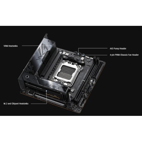 Материнська плата Asus ROG STRIX X670E-I GAMING WIFI (sAM5, AMD X670E) Factory Recertified купити з перевіркою сумісності: огляд, характеристики, ціна у Києві, Львові, Вінниці, Хмельницькому, Івано-Франківську, Україні | інтернет-магазин TELEMART.UA фото