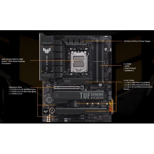 Купить Материнская плата Asus TUF GAMING X670E-PLUS (sAM5, AMD X670) Factory Recertified с проверкой совместимости: обзор, характеристики, цена в Киеве, Днепре, Одессе, Харькове, Украине | интернет-магазин TELEMART.UA фото