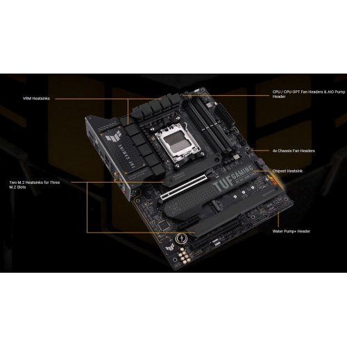 Купить Материнская плата Asus TUF GAMING X670E-PLUS WIFI (sAM5, AMD X670) Factory Recertified с проверкой совместимости: обзор, характеристики, цена в Киеве, Днепре, Одессе, Харькове, Украине | интернет-магазин TELEMART.UA фото