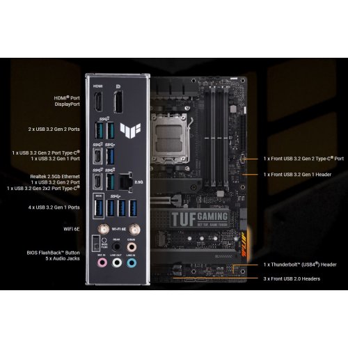 Купить Материнская плата Asus TUF GAMING X670E-PLUS WIFI (sAM5, AMD X670) Factory Recertified с проверкой совместимости: обзор, характеристики, цена в Киеве, Днепре, Одессе, Харькове, Украине | интернет-магазин TELEMART.UA фото