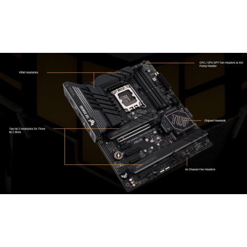 Материнська плата Asus TUF GAMING Z790-PLUS WIFI D4 (s1700, Intel Z790) Factory Recertified купити з перевіркою сумісності: огляд, характеристики, ціна у Києві, Львові, Вінниці, Хмельницькому, Івано-Франківську, Україні | інтернет-магазин TELEMART.UA фото