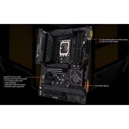 Материнська плата Asus TUF GAMING Z790-PLUS WIFI D4 (s1700, Intel Z790) Factory Recertified купити з перевіркою сумісності: огляд, характеристики, ціна у Києві, Львові, Вінниці, Хмельницькому, Івано-Франківську, Україні | інтернет-магазин TELEMART.UA фото