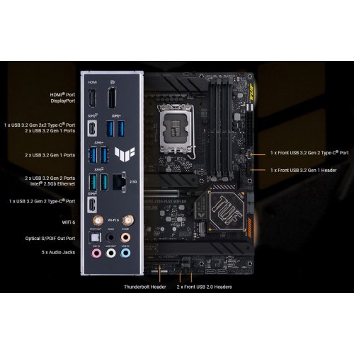 Материнська плата Asus TUF GAMING Z790-PLUS WIFI D4 (s1700, Intel Z790) Factory Recertified купити з перевіркою сумісності: огляд, характеристики, ціна у Києві, Львові, Вінниці, Хмельницькому, Івано-Франківську, Україні | інтернет-магазин TELEMART.UA фото
