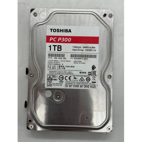 Жорсткий диск Toshiba P300 1TB 64MB 7200RPM 3.5" (HDWD110UZSVA) (Відновлено продавцем, 775567) купити з перевіркою сумісності: огляд, характеристики, ціна у Києві, Львові, Вінниці, Хмельницькому, Івано-Франківську, Україні | інтернет-магазин TELEMART.UA фото