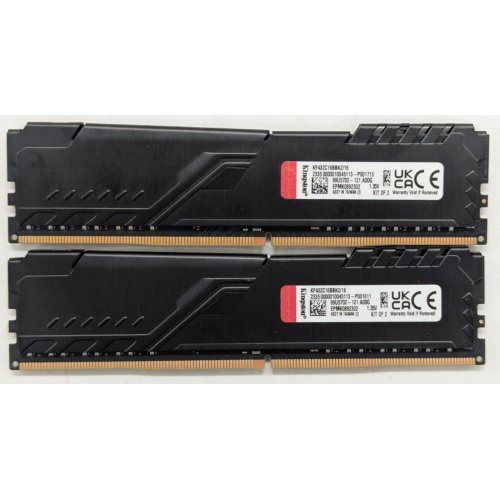 Озп Kingston DDR4 16GB (2x8GB) 3200Mhz FURY Beast Black (KF432C16BBK2/16) (Відновлено продавцем, 775614) купити з перевіркою сумісності: огляд, характеристики, ціна у Києві, Львові, Вінниці, Хмельницькому, Івано-Франківську, Україні | інтернет-магазин TELEMART.UA фото