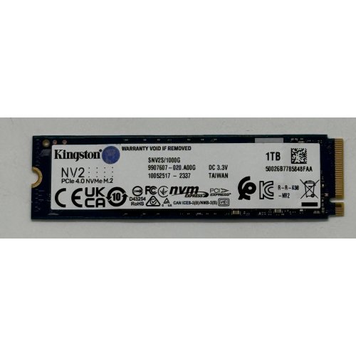 Купить Ssd-диск Kingston NV2 3D NAND 1TB M.2 (2280 PCI-E) NVMe x4 (SNV2S/1000G) (Восстановлено продавцом, 775632) с проверкой совместимости: обзор, характеристики, цена в Киеве, Днепре, Одессе, Харькове, Украине | интернет-магазин TELEMART.UA фото