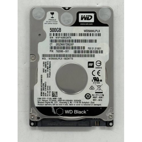 Жорсткий диск Western Digital Black 500GB 32MB 2.5" (WD5000LPLX) (Відновлено продавцем, 775636) купити з перевіркою сумісності: огляд, характеристики, ціна у Києві, Львові, Вінниці, Хмельницькому, Івано-Франківську, Україні | інтернет-магазин TELEMART.UA фото