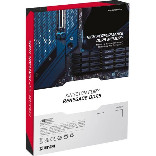 ОЗП Kingston CUDIMM DDR5 48GB (2x24GB) 8800Mhz FURY Renegade Silver/Black (KF588CU42RSK2-48) купити з перевіркою сумісності: огляд, характеристики, ціна у Києві, Львові, Вінниці, Хмельницькому, Івано-Франківську, Україні | інтернет-магазин TELEMART.UA фото