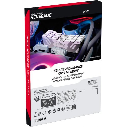 ОЗП Kingston CUDIMM DDR5 48GB (2x24GB) 8800Mhz FURY Renegade Silver/White (KF588CU42RWK2-48) купити з перевіркою сумісності: огляд, характеристики, ціна у Києві, Львові, Вінниці, Хмельницькому, Івано-Франківську, Україні | інтернет-магазин TELEMART.UA фото