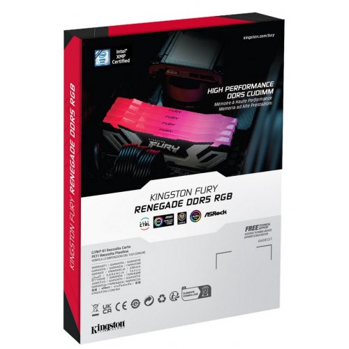 Купить ОЗУ Kingston CUDIMM DDR5 24GB 8800Mhz FURY Renegade Silver/Black RGB (KF588CU42RSA-24) с проверкой совместимости: обзор, характеристики, цена в Киеве, Днепре, Одессе, Харькове, Украине | интернет-магазин TELEMART.UA фото