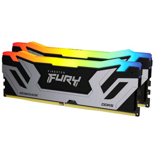 ОЗП Kingston CUDIMM DDR5 48GB (2x24GB) 8800Mhz FURY Renegade Silver/Black RGB (KF588CU42RSAK2-48) купити з перевіркою сумісності: огляд, характеристики, ціна у Києві, Львові, Вінниці, Хмельницькому, Івано-Франківську, Україні | інтернет-магазин TELEMART.UA фото
