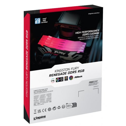 ОЗП Kingston CUDIMM DDR5 48GB (2x24GB) 8800Mhz FURY Renegade Silver/Black RGB (KF588CU42RSAK2-48) купити з перевіркою сумісності: огляд, характеристики, ціна у Києві, Львові, Вінниці, Хмельницькому, Івано-Франківську, Україні | інтернет-магазин TELEMART.UA фото