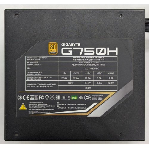 Блок живлення Gigabyte G750H 750W (GP-G750H) (Відновлено продавцем, 775825) купити з перевіркою сумісності: огляд, характеристики, ціна у Києві, Львові, Вінниці, Хмельницькому, Івано-Франківську, Україні | інтернет-магазин TELEMART.UA фото