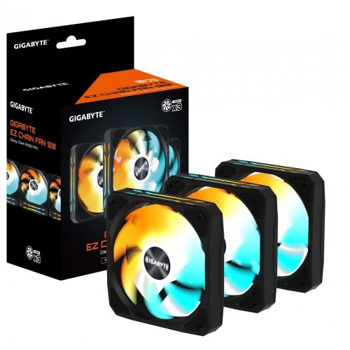 Набір кулерів для корпусу Gigabyte EZ CHAIN FAN 120 (3-Pack) (GP-GBT EZFAN1203) Black купити з перевіркою сумісності: огляд, характеристики, ціна у Києві, Львові, Вінниці, Хмельницькому, Івано-Франківську, Україні | інтернет-магазин TELEMART.UA фото