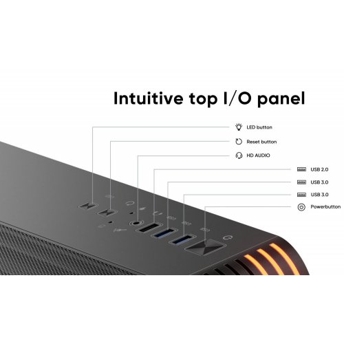 Корпус 1stPlayer VT5-BK без БЖ Black купити з перевіркою сумісності: огляд, характеристики, ціна у Києві, Львові, Вінниці, Хмельницькому, Івано-Франківську, Україні | інтернет-магазин TELEMART.UA фото