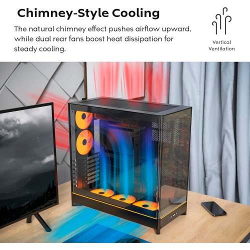 Корпус Montech HS02 без БЖ Black купити з перевіркою сумісності: огляд, характеристики, ціна у Києві, Львові, Вінниці, Хмельницькому, Івано-Франківську, Україні | інтернет-магазин TELEMART.UA фото