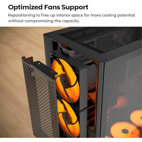 Корпус Montech HS02 без БЖ Black купити з перевіркою сумісності: огляд, характеристики, ціна у Києві, Львові, Вінниці, Хмельницькому, Івано-Франківську, Україні | інтернет-магазин TELEMART.UA фото