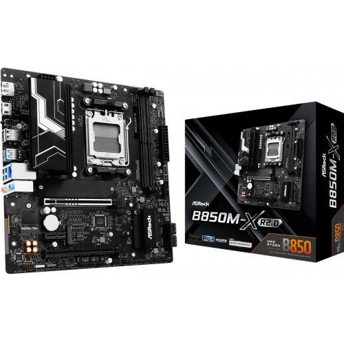 Купить Материнская плата AsRock B850M-X R2.0 (sAM5, AMD B850) с проверкой совместимости: обзор, характеристики, цена в Киеве, Днепре, Одессе, Харькове, Украине | интернет-магазин TELEMART.UA фото