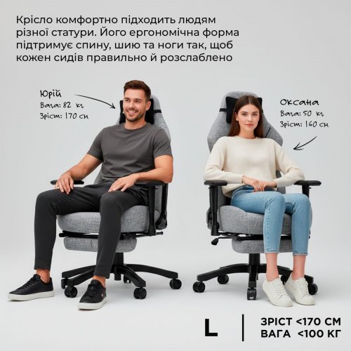 Игровое кресло Anda Seat Luna Pro L Fabric (AD18T-44-B-F) Black купить в Украине: Киев, Днепр, Харьков, Одесса  | Низкая цена, отзывы, характеристики от TELEMART фото