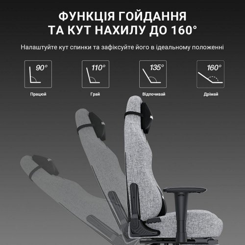 Ігрове крісло Anda Seat Luna Pro L Fabric (AD18T-44-G-F) Gray купити в Україні: Київ, Львів, Хмельницький, Тернопіль, Івано-Франківськ | Низька ціна, відгуки, характеристики від TELEMART фото