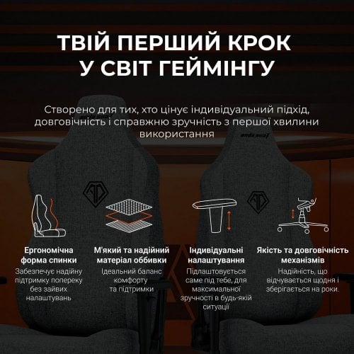 Купити Ігрове крісло Anda Seat Novis L Fabric (AD23-L-01-G-F) Gray - ціна в Києві, Львові, Вінниці, Хмельницькому, Франківську, Україні | інтернет-магазин TELEMART.UA фото