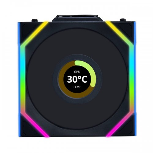 Кулер для корпуса Lian Li Uni Fan SL Wireless LCD 120 Reverse Blade (G99.12RSLLCD1W1B.00) Black купити з перевіркою сумісності: огляд, характеристики, ціна у Києві, Львові, Вінниці, Хмельницькому, Івано-Франківську, Україні | інтернет-магазин TELEMART.UA фото